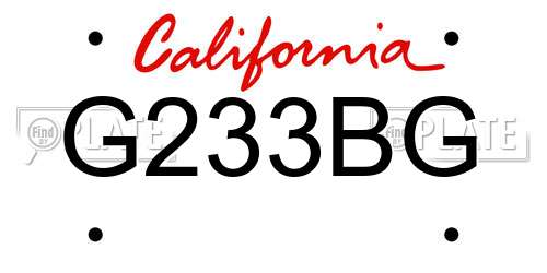 G233BG California License Plate