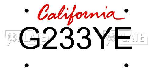 G233YE California License Plate