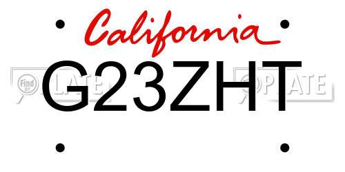 G23ZHT California License Plate