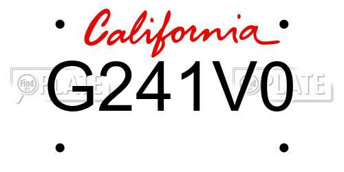 G241V0 California License Plate