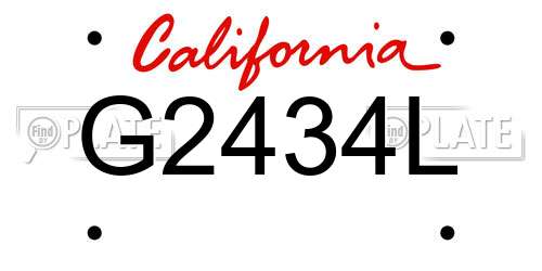 G2434L California License Plate