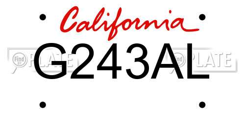 G243AL California License Plate