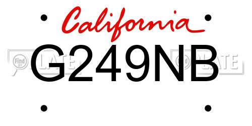 G249NB California License Plate