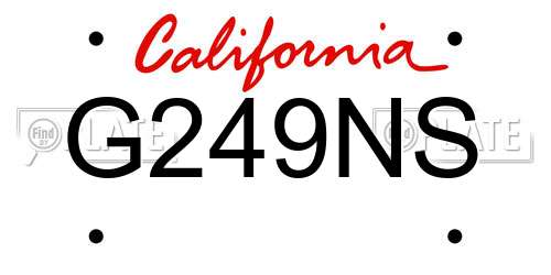 G249NS California License Plate
