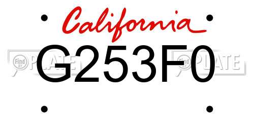 G253F0 California License Plate