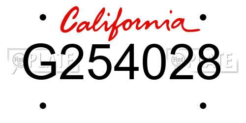 G254028 California License Plate