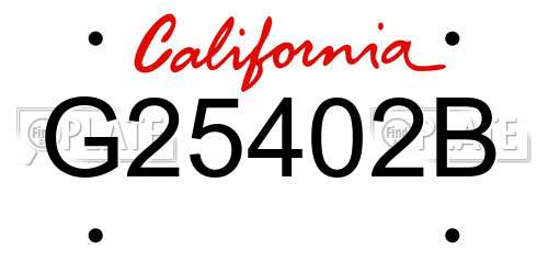 G25402B California License Plate