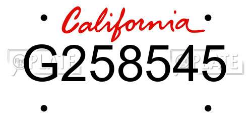 G258545 California License Plate