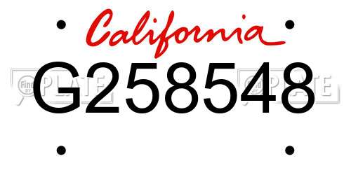 G258548 California License Plate