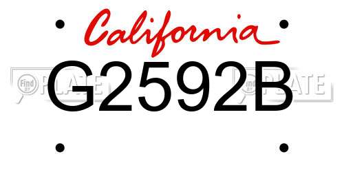 G2592B California License Plate