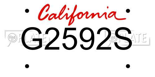 G2592S California License Plate