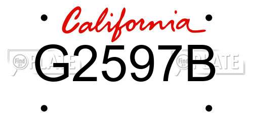 G2597B California License Plate