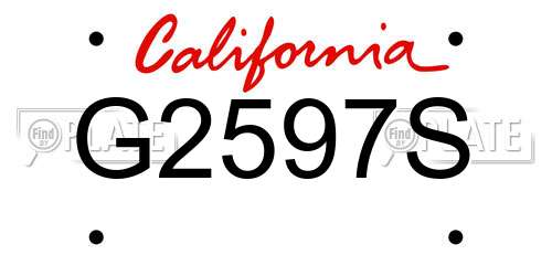 G2597S California License Plate
