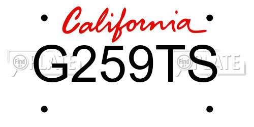 G259TS California License Plate