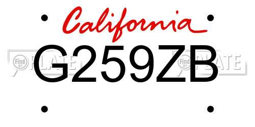 G259ZB California License Plate
