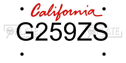 G259ZS California License Plate