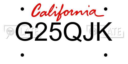 G25QJK California License Plate