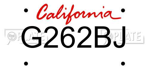 G262BJ California License Plate