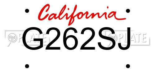 G262SJ California License Plate