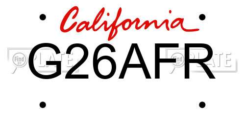 G26AFR California License Plate