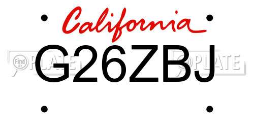 G26ZBJ California License Plate