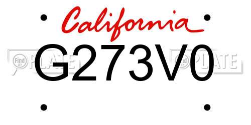 G273V0 California License Plate