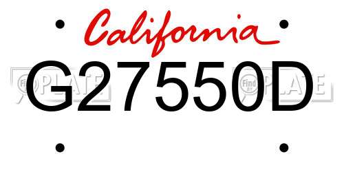 G27550D California License Plate
