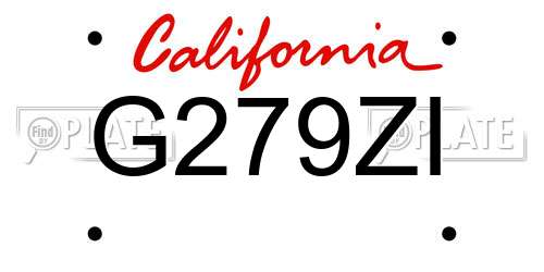 G279ZI California License Plate
