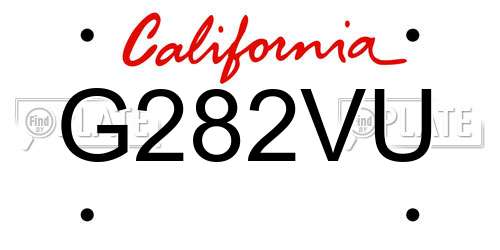 G282VU California License Plate