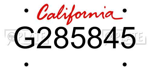 G285845 California License Plate