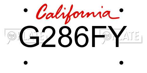 G286FY California License Plate