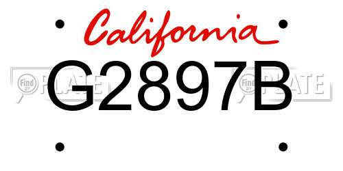 G2897B California License Plate