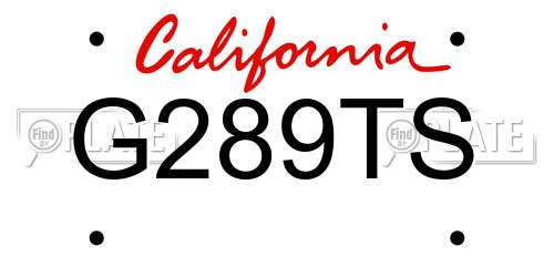 G289TS California License Plate