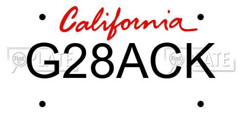 G28ACK California License Plate