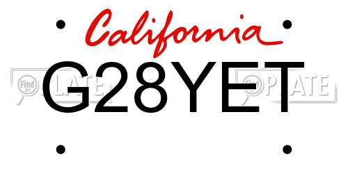 G28YET California License Plate