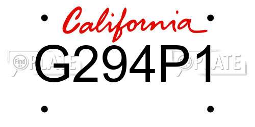 G294P1 California License Plate