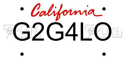 G2G4LO California License Plate