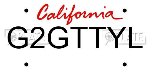 G2GTTYL California License Plate