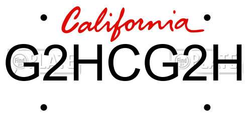 G2HCG2H California License Plate