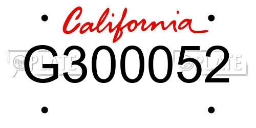 G300052 California License Plate