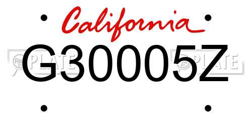 G30005Z California License Plate