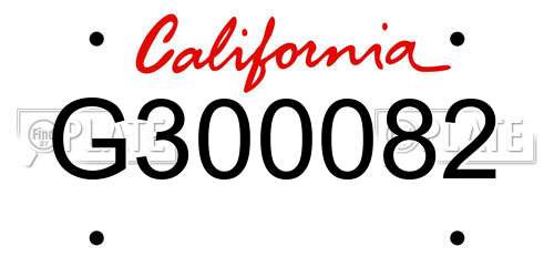 G300082 California License Plate
