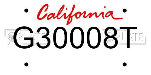 G30008T California License Plate