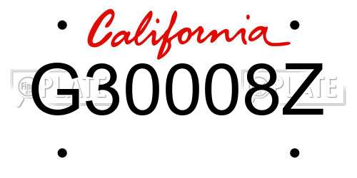 G30008Z California License Plate