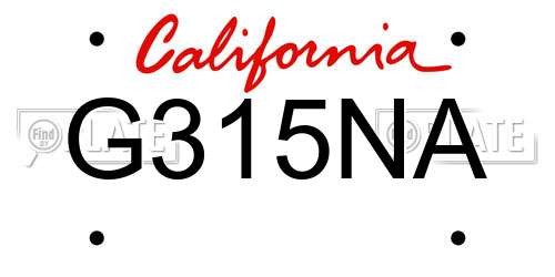 G315NA California License Plate