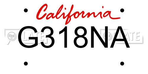 G318NA California License Plate