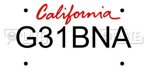 G31BNA California License Plate