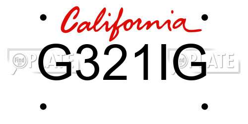 G321IG California License Plate