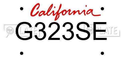 G323SE California License Plate