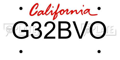 G32BVO California License Plate